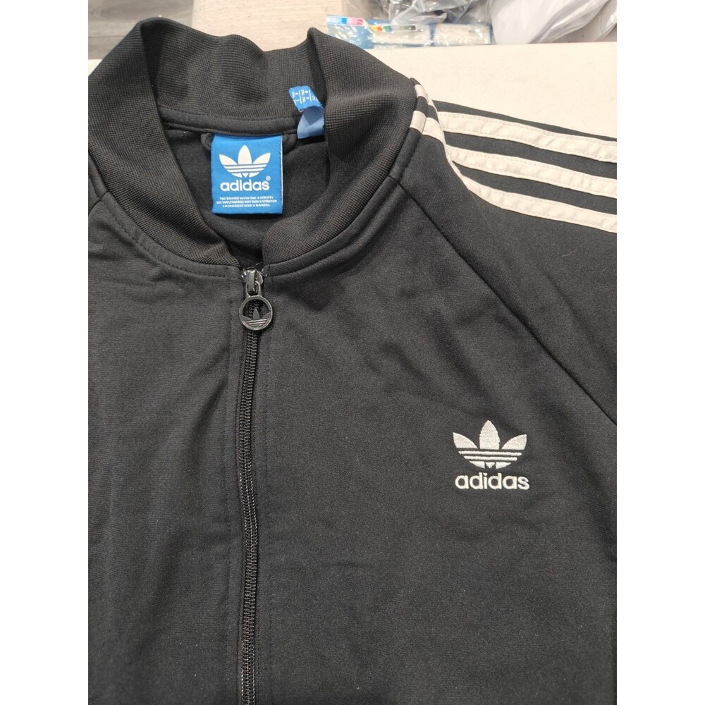 Vtg Adidas Jacket Mens 2XL Black Stripe Track Full Zip Trefoil Zipper